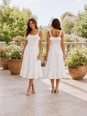 Jessica Simpson White Smocked Ruffle Sundress